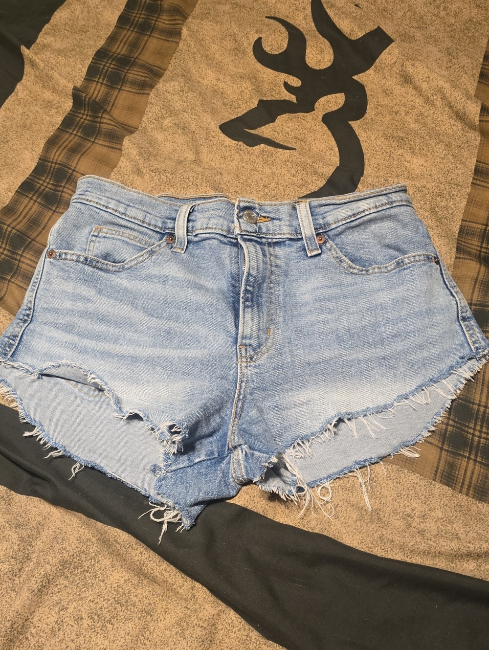 Levi's Light Blue Distressed Denim Cutoff Shorts Like New Size 27